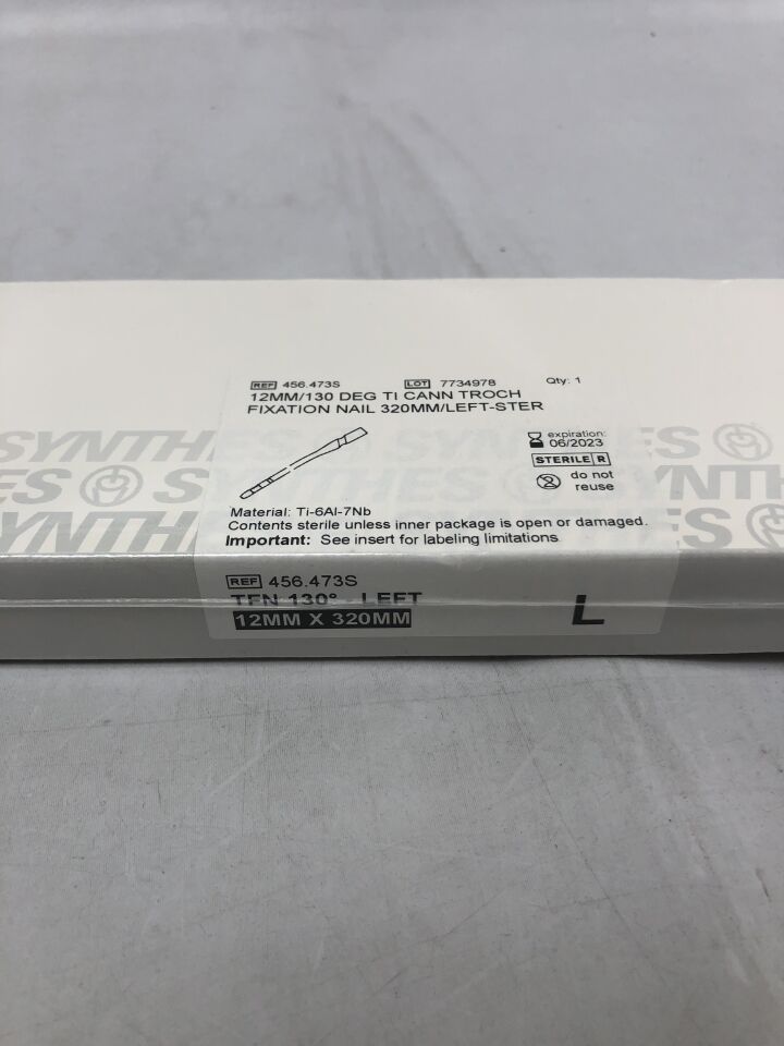 456.473S - SYNTHES - 130 Degree Titanium Cannulated Troch Fixation Nail, 12mm X 320mm, Left, (BX/1) - ( Expiry Date: 2023-06-30 )