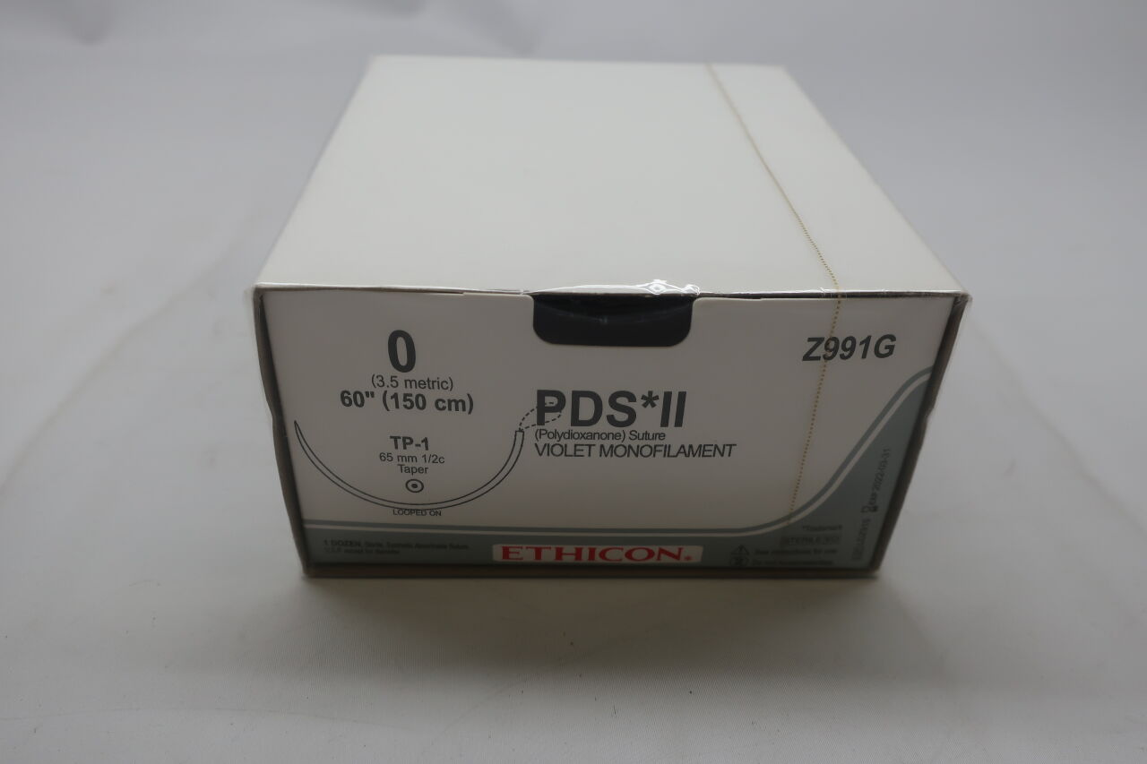 Z991G - ETHICON - PDS II 可吸收單絲聚二氧雜環己酮縫合線，0 號，60 英吋長，TP-1 針，（盒/12）-（有效期限：2025-08-31）