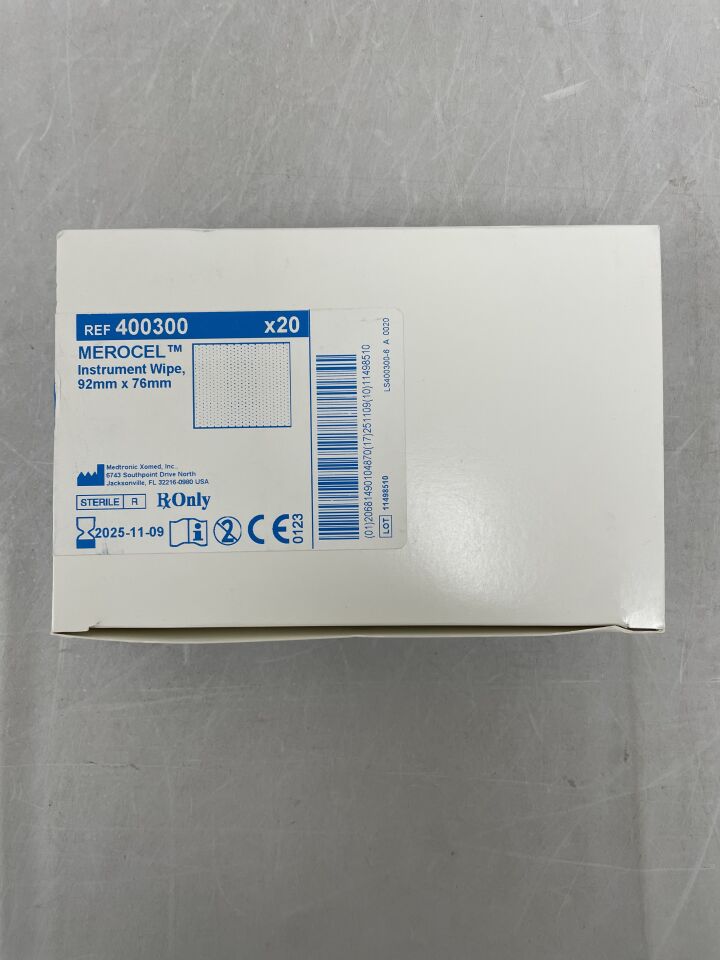 400300  -  MEDTRONIC  -  Merocel Instrument Wipe 92x76mm , ( BX/20 )  -  ( Expiry Date : 2025-11-09 )