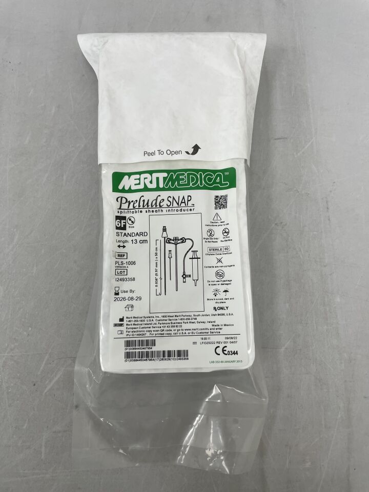 PLS-1006 - MERIT MEDICAL - Introductor de vaina divisible PreludeSNAP, 6 F x 13 cm de longitud, (unidad) - (Fecha de caducidad: 29/08/2026)