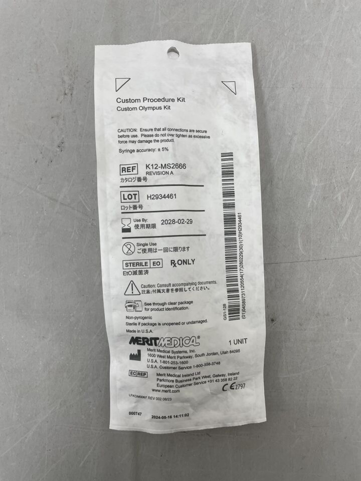 K12-MS2666 - MERIT MEDICAL SYSTEMS - Kit de procedimientos personalizados, Olympus
 , ( ) - ( Fecha de vencimiento : 2028-02-29 )