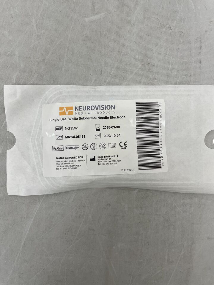 NG15W - NEUROVISION - Electrodo de aguja subdérmico de acero inoxidable de un solo uso (unidad) - (Fecha de caducidad: 30/09/2028)