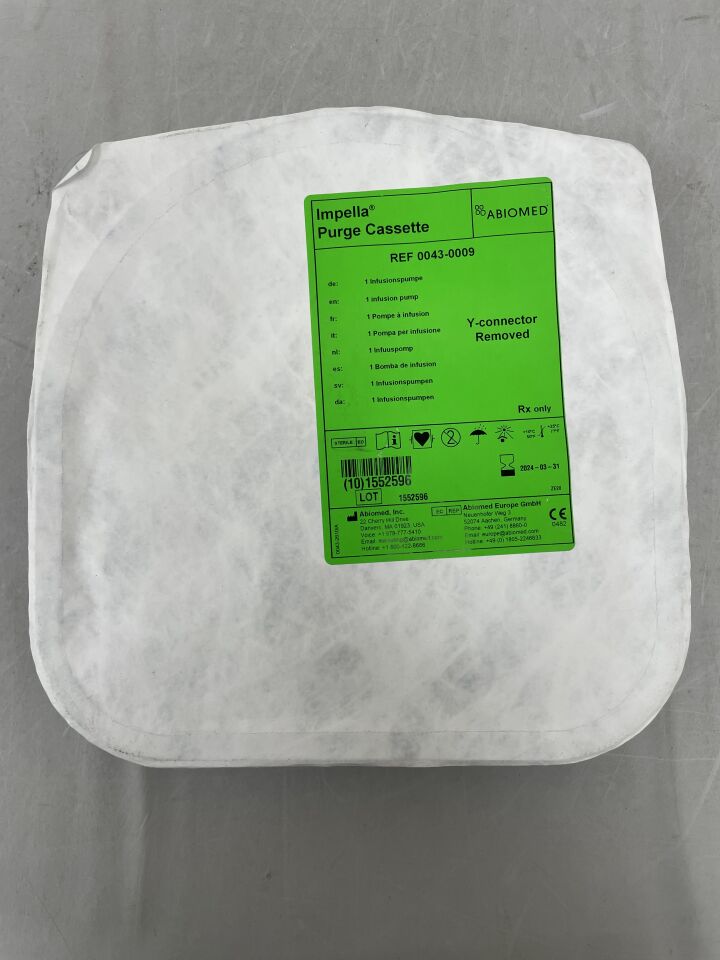0043-0009 - ABIOMED - Purge Cassette for the Impella Controller - Infusion Pump - Y-Connector Removed, (EA) - ( Expiry Date: 2024-03-31 )