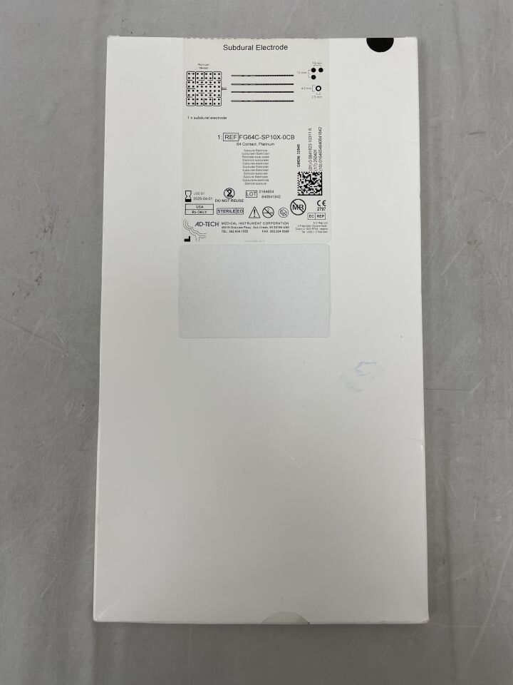 FG64C-SP10X-0CB - ADTECH MEDICAL - Subdural Electrode - 64 Contact Platinum - 10mm x 10mm x 4mm x 2.3mm, (BX/1) - ( Expiry Date: 2025-04-01 )