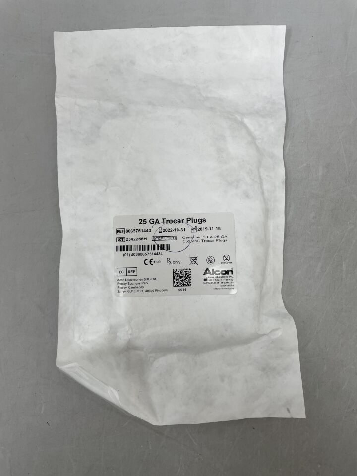 8065751443 - ALCON - 25G Trocar Plugs (3 Per Pack), (EA) - ( Expiry Date: 2022-10-31 )