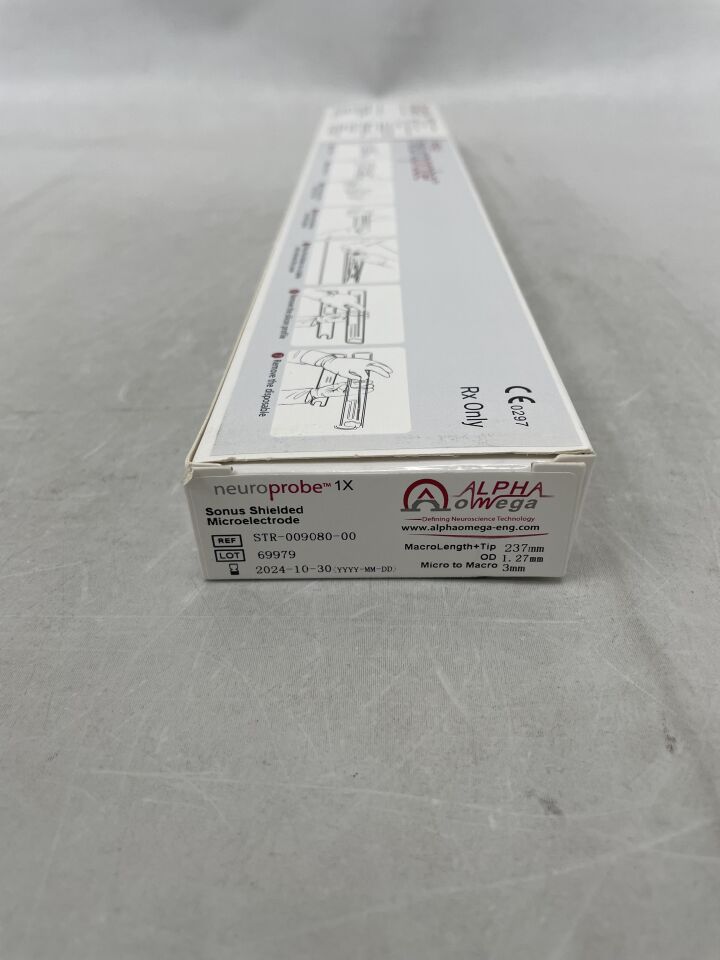 STR-009080-00 - ALPHA OMEGA - NeuroProbe Sonus Shielded Microelectrode, 237mm Macrolength+Tip, 1.27mm OD, Micro to Macro 3mm, () - ( Expiry Date: 2024-10-30 )