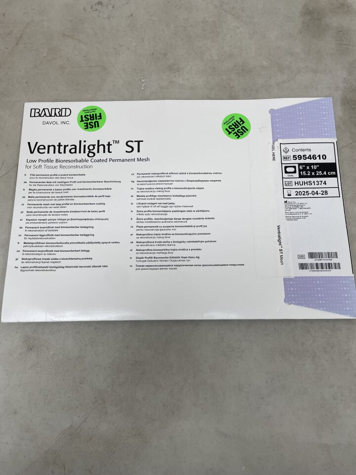 5954610 - BARD - Ventralight ST Mesh: 6" x 10" Oval, () - ( Expiry Date: 2025-04-28 )