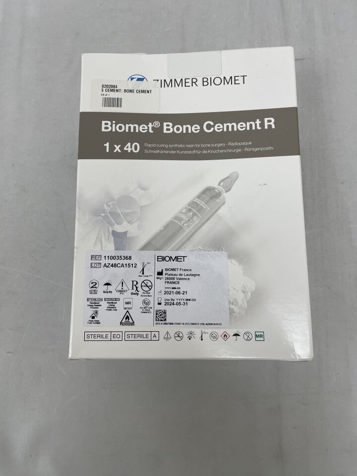110035368 - BIOMET - Radiopaque R Bone Cement 1 x 40, (BX/1) - ( Expiry Date: 2025-01-31 )
