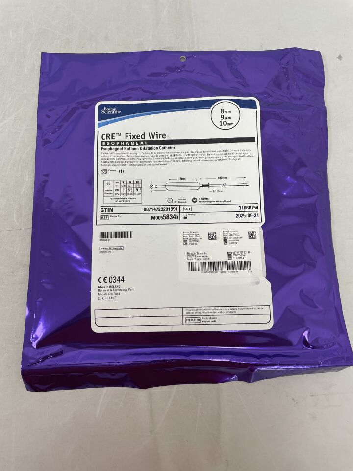 5834 - BOSTON SCIENTIFIC - CRE Fixed Wire Balloon Dilatation Catheter - Esophageal - 8mm x 9mm x 10mm, (EA) - ( Expiry Date: 2025-05-21 )