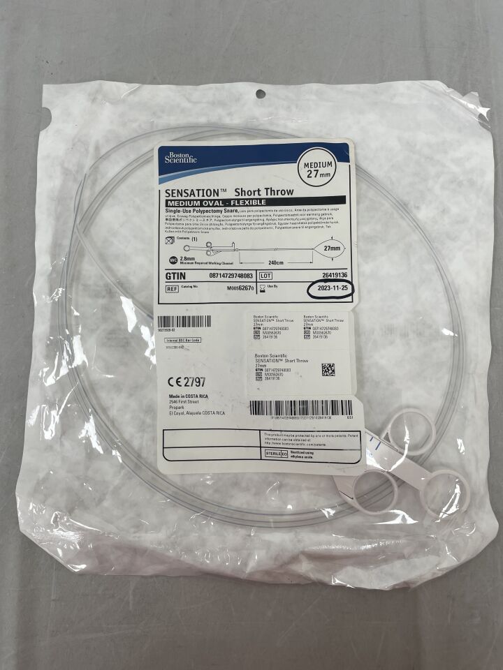 6267 - BOSTON SCIENTIFIC - Short Throw Single-Use Polypectomy Snare - Medium Oval, Flexible - 27mm, () - ( Expiry Date: 2023-11-25 )