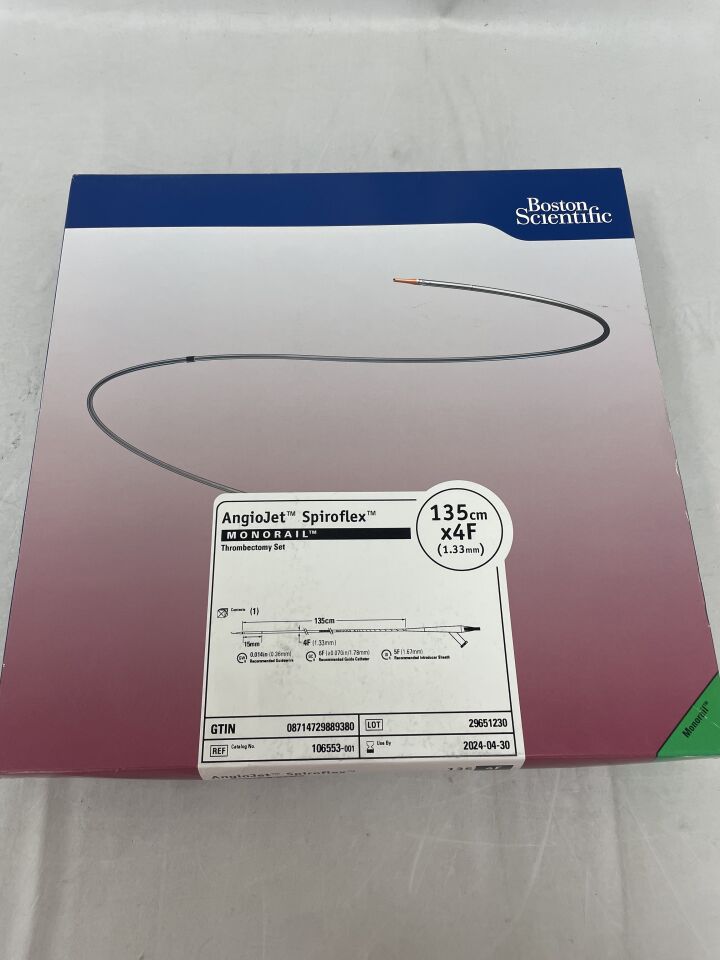 106553 - BOSTON SCIENTIFIC - AngioJet Spiroflex Monorail Thrombectomy Set, 135cm x 4F, (BX/1) - ( Expiry Date: 2024-04-30 )