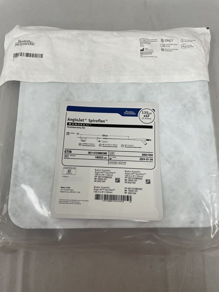 106553 - BOSTON SCIENTIFIC - AngioJet Spiroflex Monorail Thrombectomy Set, 135cm x 4F, (EA) - ( Expiry Date: 2024-01-04 )