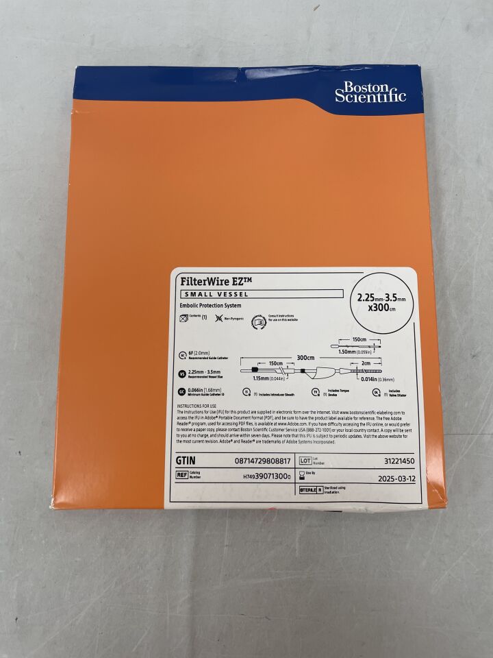 39071300 - BOSTON SCIENTIFIC - FilterWire EZ Embolic Protection System - Small Vessel - 2.25mm-3.5mm x 300cm, (BX/1) - ( Expiry Date: 2025-03-12 )