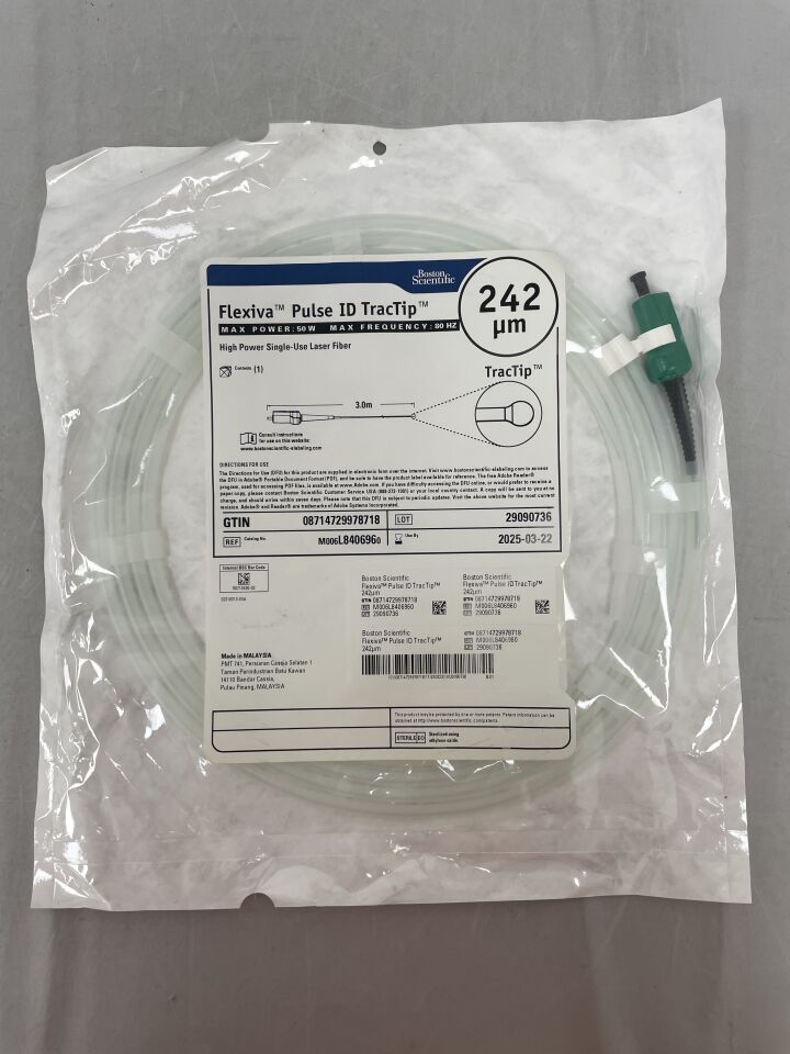 L840696 - BOSTON SCIENTIFIC - Flexiva Pulse ID TracTip High Power Single-Use Laser Fiber - 50W x 80HZ - 3.0m x 242µm, (EA) - ( Expiry Date: 2025-03-22 )