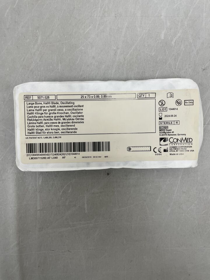 5071-528 - CONMED - Large Bone Hall Blade, Oscillating, 25 x 73 x 0.89mm, (EA) - ( Expiry Date: 2024-08-24 )