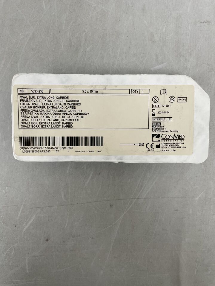 5093-238 - CONMED - Oval Fluted Burr, Extra Long Grit, 5.5 x 10mm, (EA) - ( Expiry Date: 2024-04-14 )