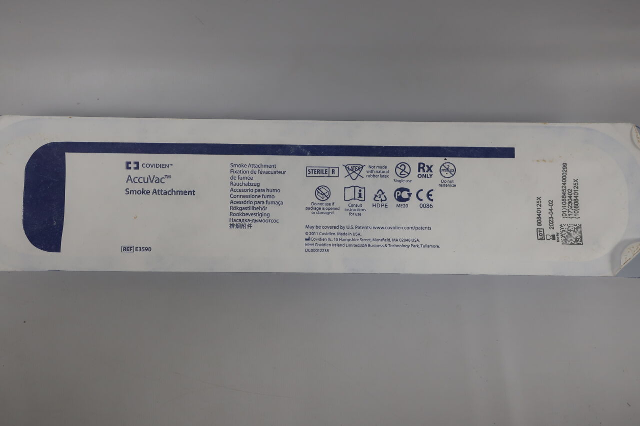 E3590 - COVIDIEN - AccuVac Smoke Evacuation Attachment, For OptiMumm Smoke Evacuator and SEA3710 RapidVac Smoke Tubing, (EA) - ( Expiry Date: 2024-10-30 )