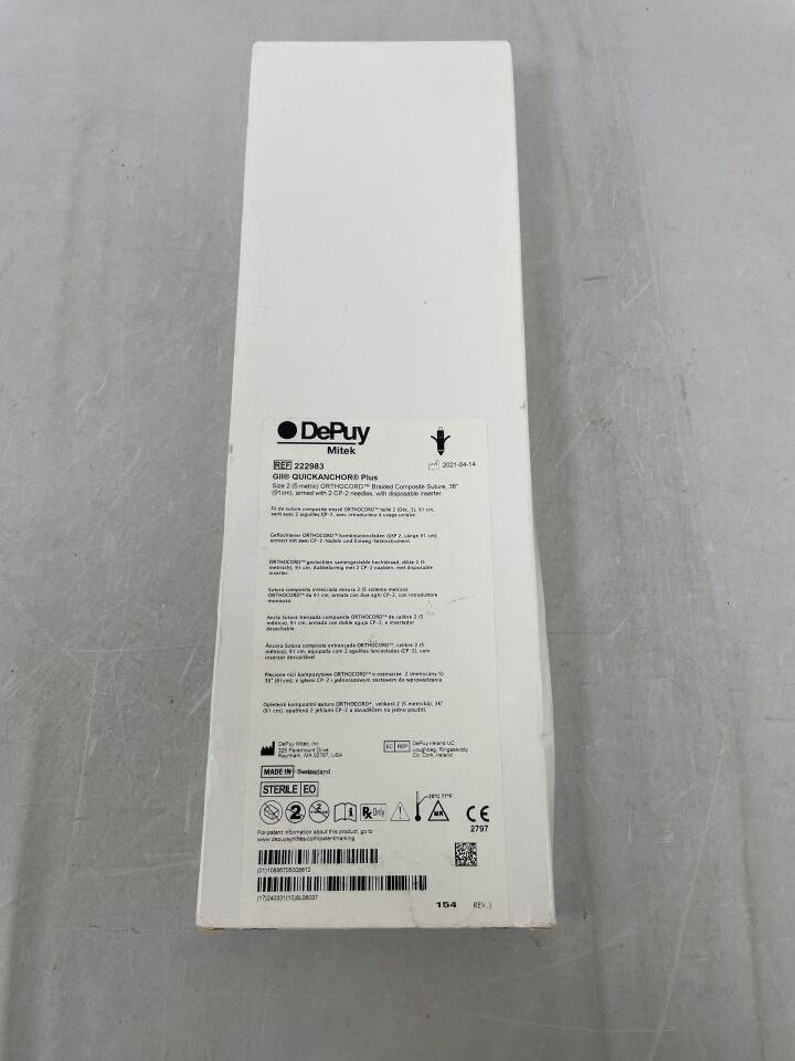 222983 - DEPUY - GII QuickAnchor Plus Anchor, With #2 Orthocord (CP-2) Suture and Drill Bit, (BX/1) - ( Expiry Date: 2024-03-31 )