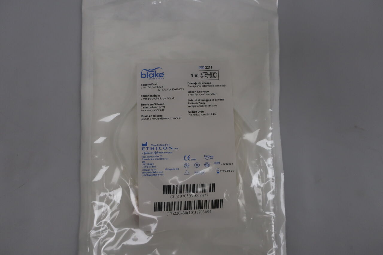 2211 - ETHICON - blake silicone drain, 7 mm flat, full fluted, (EA) - ( Expiry Date: 2024-10-17 )