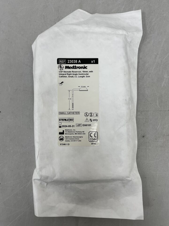 23038 A - MEDTRONIC - CSF-Neonate Reservoir, 10mm, with Integral Right Angle Ventricular Catheter, Small, 2CM, (EA) - ( Expiry Date: 2024-05-01 )