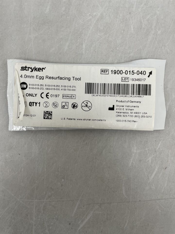 1900-015-040 - STRYKER - Egg Resurfacing Tool, 4 mm, (EA) - ( Expiry Date: 2024-12-01 )