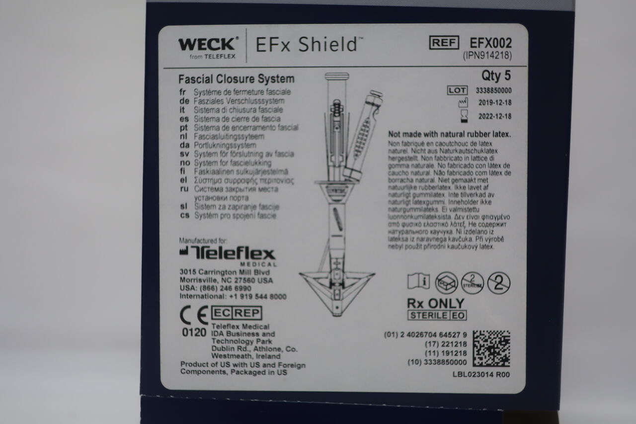 EFX002 - TELEFLEX - EFx Shield Fascial Closure System, 0 Size, (BX/5) - ( Expiry Date: 2024-06-29 )