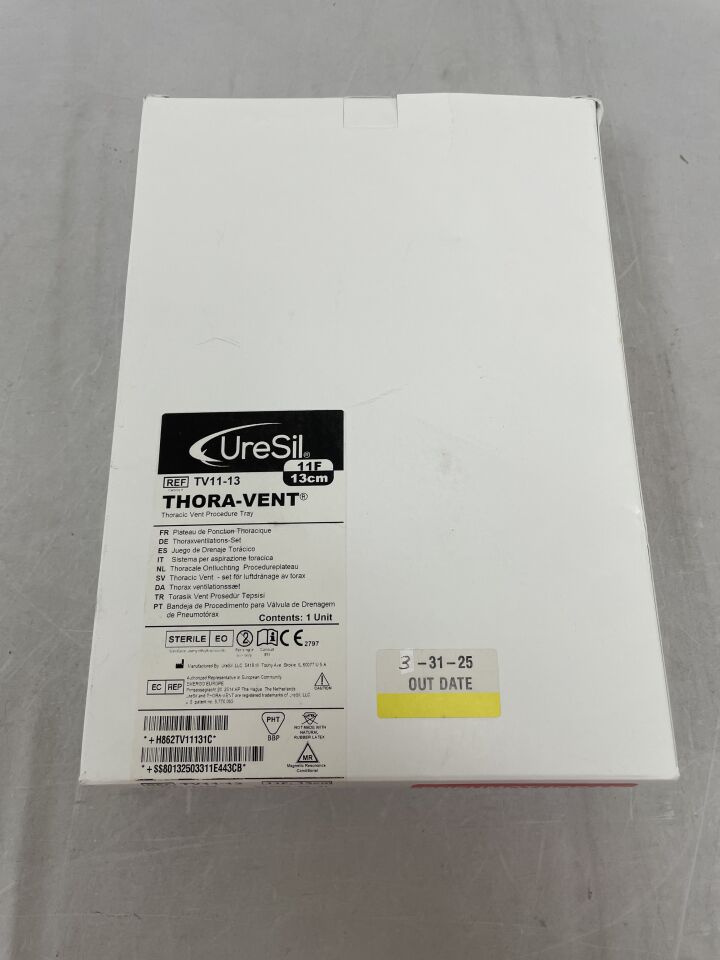TV11-13 - URESIL - UreSil Thora-Vent Thoracic Vent Procedure Tray 11F/13cm, (BX/1) - ( Expiry Date: 2025-03-31 )