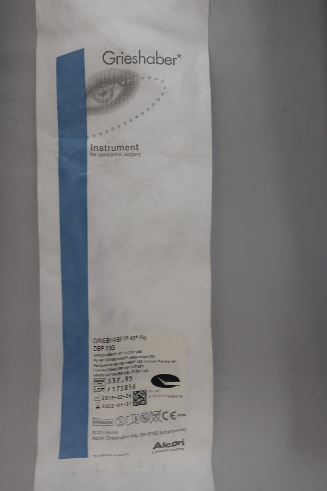 337.95 - ALCON - Grieshaber 23G 45 Degree Pic, DSP, (EA) - ( Expiry Date: 2022-01-31 )