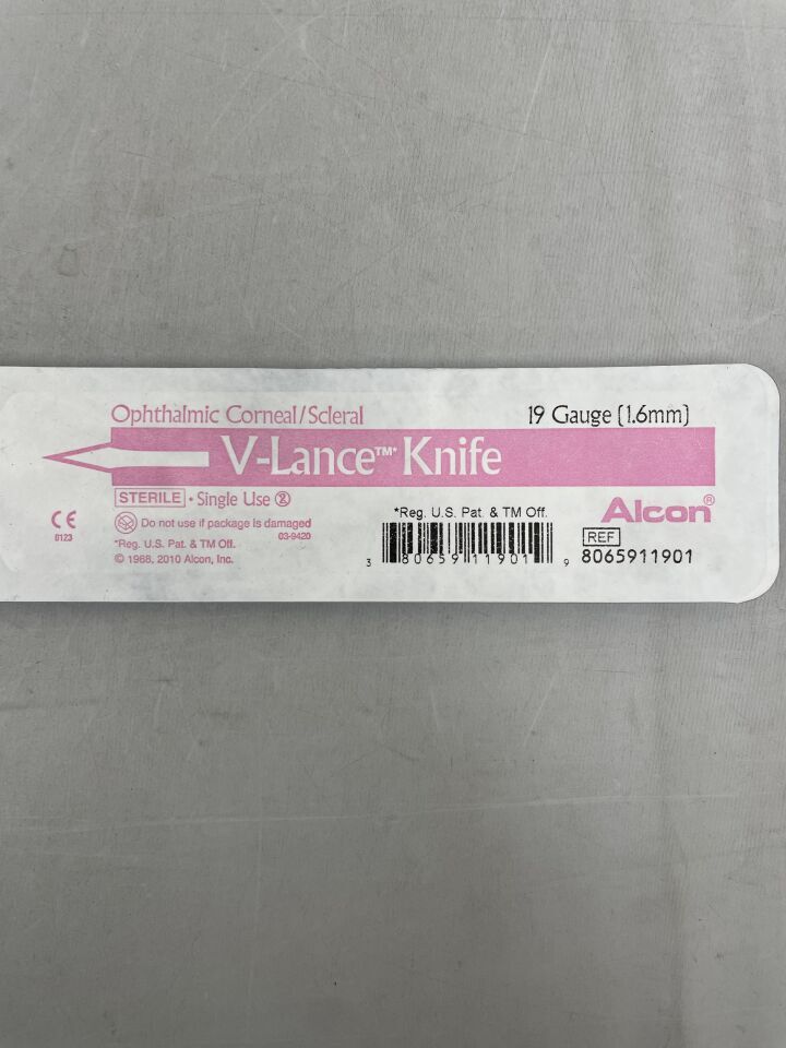 8065911901 - ALCON - Ophthalmic Corneal/Scleral V-Lance Knife, 19G Size, with MVR Blade, (EA) - ( Expiry Date: 2024-02-29 )