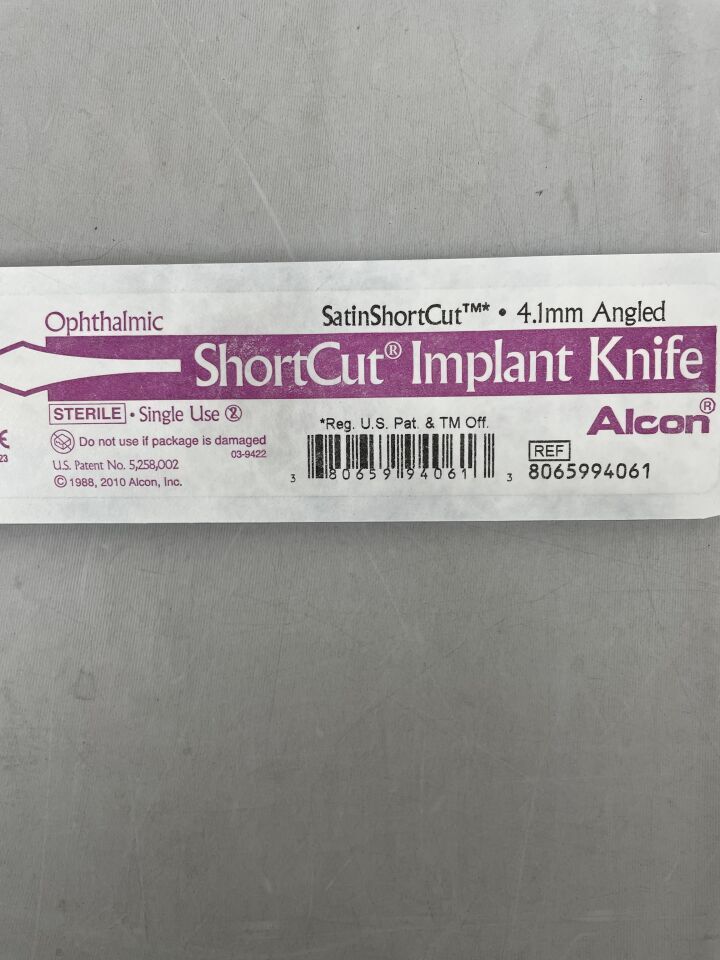 8065994061 - ALCON - SatinShortCut Implant Knife 4.1mm Angled, (EA) - ( Expiry Date: 2024-12-31 )