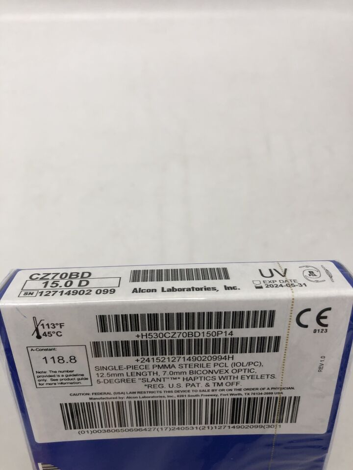CZ70BD.150 - ALCON - Intraocular Lens, 15.0D, (BX/1) - ( Expiry Date: 2024-05-31 )