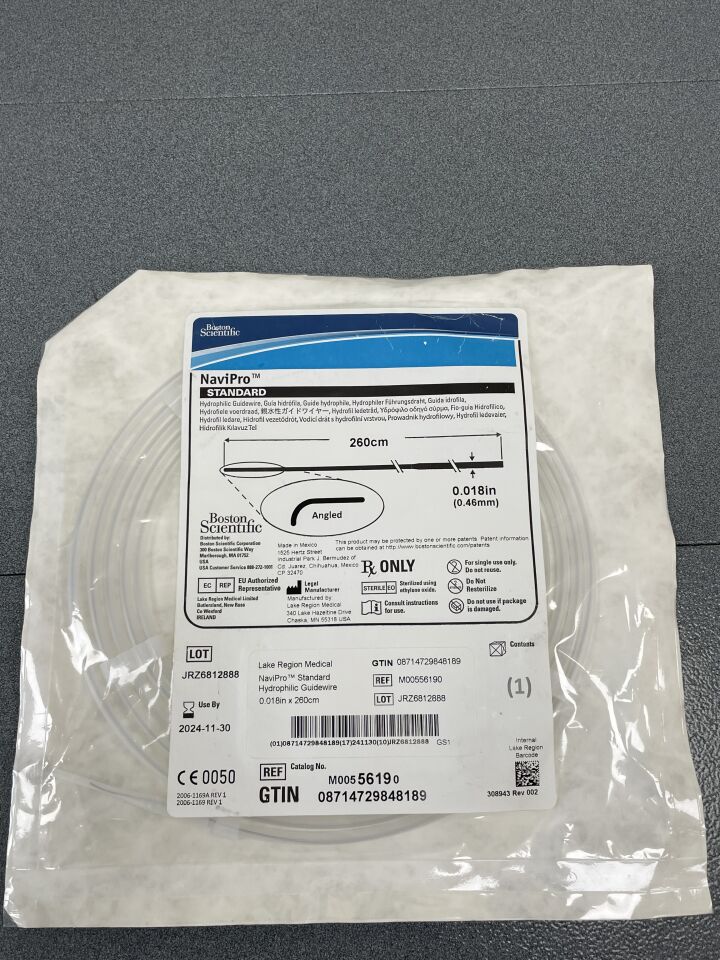 5619 - BOSTON SCIENTIFIC - NaviPro Hydrophilic Guidewire - Standard, Angled - .0.46mm x  260cm, (EA) - ( Expiry Date: 2024-11-30 )
