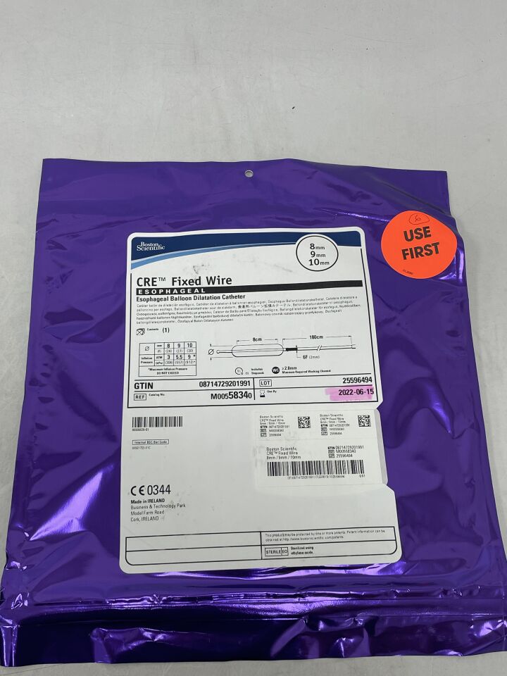 5834 - BOSTON SCIENTIFIC - CRE Fixed Wire Balloon Dilatation Catheter - Esophageal - 8mm x 9mm x 10mm, () - ( Expiry Date: 2023-09-23 )