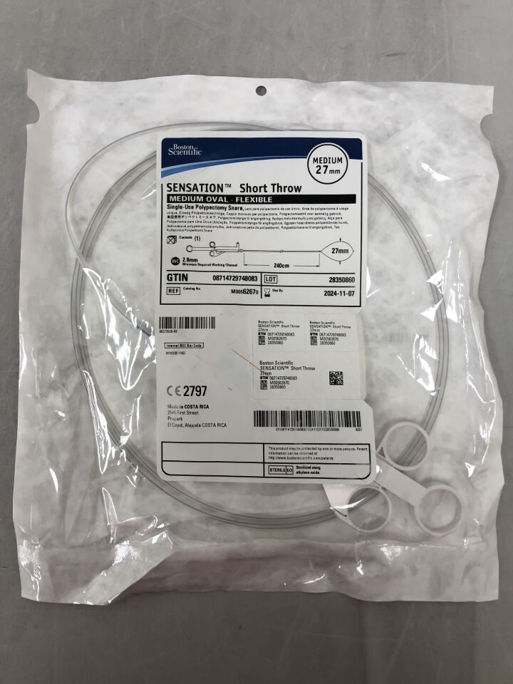 6267 - BOSTON SCIENTIFIC - SENSATION Short Throw Single-Use Polypectomy Snare - Medium Oval, Flexible - 27mm, () - ( Expiry Date: 2024-05-27 )