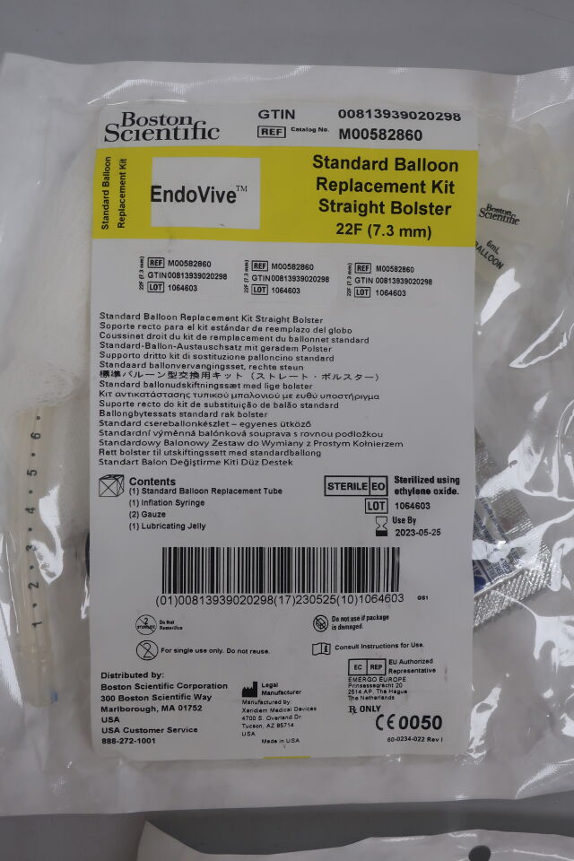 8286 - BOSTON SCIENTIFIC - EndoVive Standard Balloon Replacement Kit - Straight Bolster - 22Fr, (EA) - ( Expiry Date: 2024-09-08 )