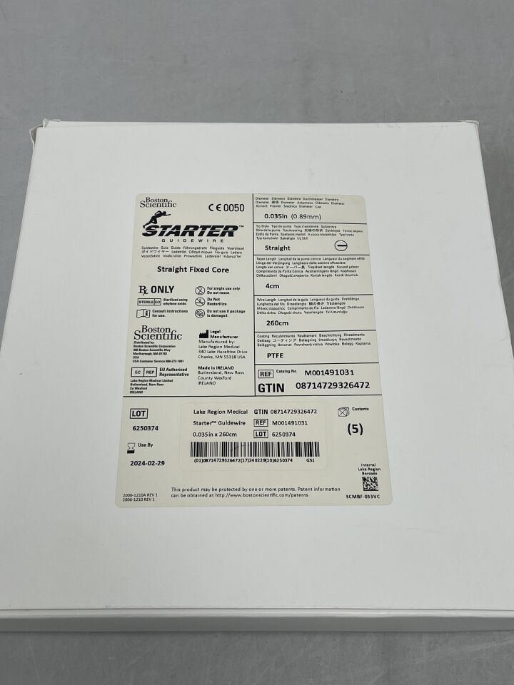49103 - BOSTON SCIENTIFIC - Starter Guidewire Straight Fixed Core .035, (BX/5) - ( Expiry Date: 2024-02-29 )