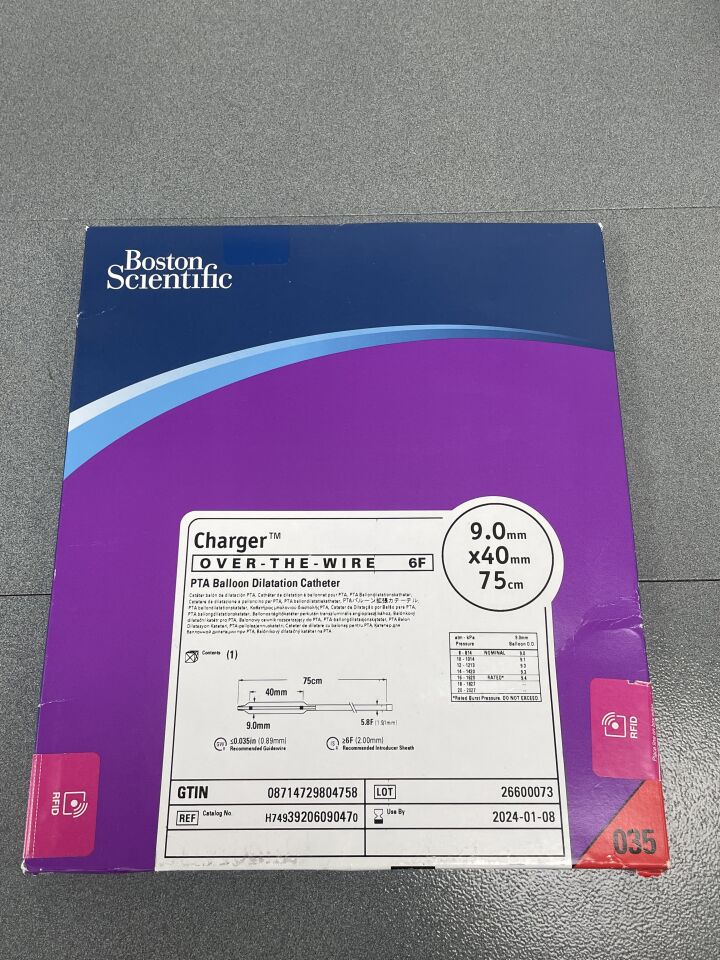 3920609047 - BOSTON SCIENTIFIC - charger otw pta balloon dilatation catheter - 9.0mm x 40mm x 75cm -, (BX/1) - ( Expiry Date: 2024-01-08 )