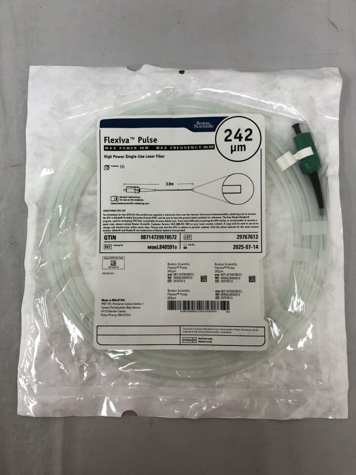 L840591 - BOSTON SCIENTIFIC - Flexiva Pulse High Power Laser Fiber, Max Power 50W, Max Frequency 80HZ, 242 µm, (EA) - ( Expiry Date: 2025-07-14 )