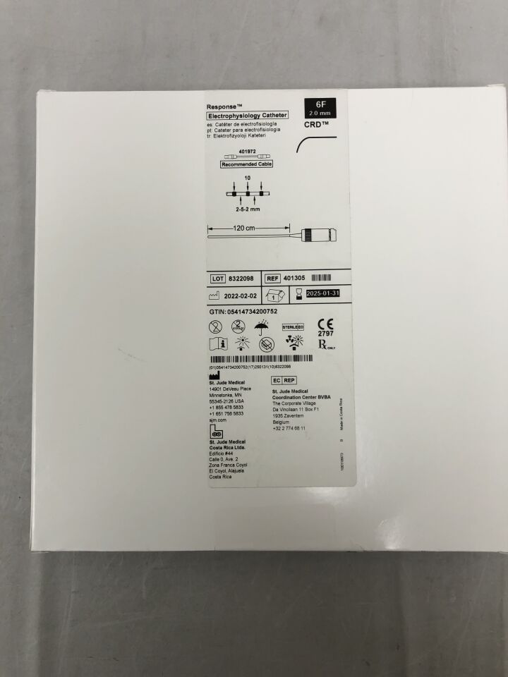 401305 - ST JUDE MEDICAL - Response Electrophysiology Catheter - 2-5-2mm - CRD - 6Fr x 120cm, () - ( Expiry Date: 2025-01-31 )