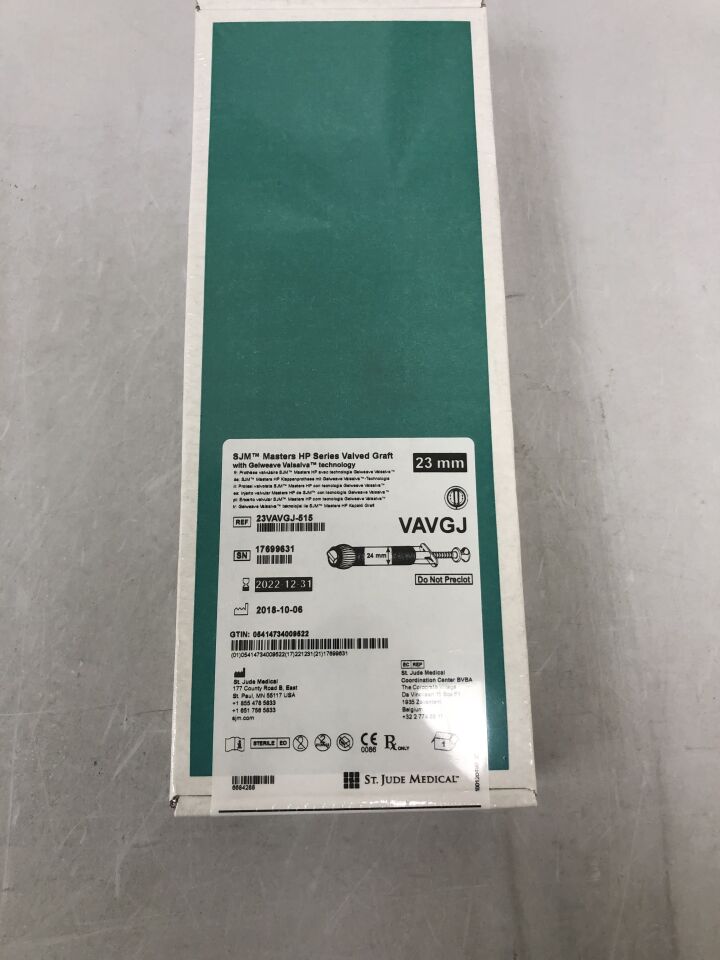 23VAVGJ-515 - ST JUDE MEDICAL - masters hp valved graft, 23mm, (BX/1) - ( Expiry Date: 2022-12-31 )