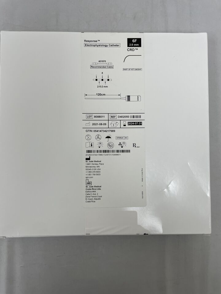 D402050 - ST JUDE MEDICAL - response electrophysiology catheter 6f x 120cm crd , (BX/1) - ( Expiry Date: 2024-11-30 )