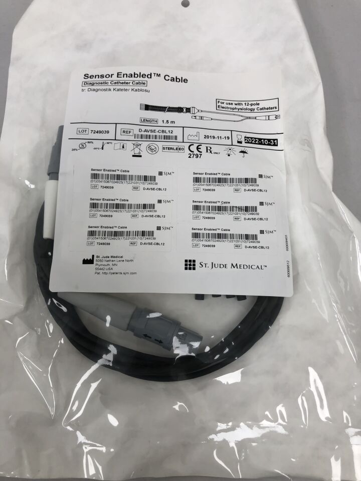 D-AVSE-CBL12 - ST JUDE MEDICAL - Sensor Enabled Diagnostic Catheter Cable, 1.5m length, (EA) - ( Expiry Date: 2022-10-31 )