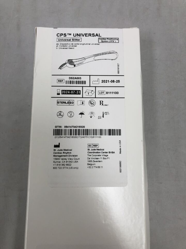 DS2A003 - ST JUDE MEDICAL - Cardiac Positioning System Universal Slitter, (BX/1) - ( Expiry Date: 2024-07-31 )