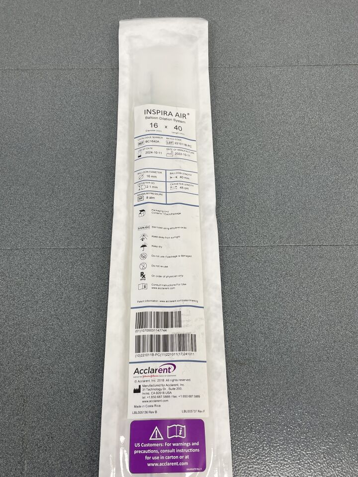 BC1640A - ACCLARENT - INSPIRA AIR BALLOON DILATION SYSTEM 16x40, () - ( Expiry Date: 2024-10-11 )
