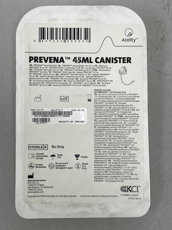 PRE1095  -  KCI  -  Prevena Canister 45ml , (  )  -  ( Expiry Date :  )