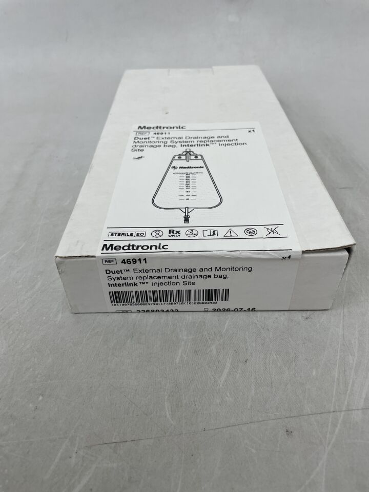 46911  -  MEDTRONIC  -  Duet Replacement Drainage Bag, Interlink Injection Site , (  )  -  ( Expiry Date :  )