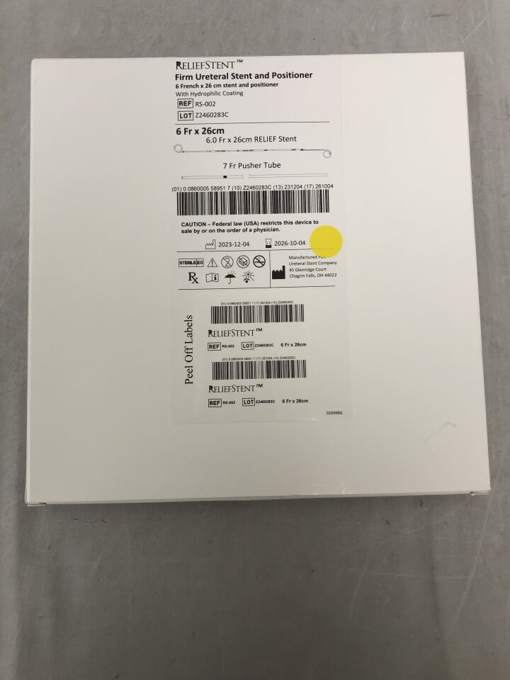 RS-002 - RELIEFSTENT - 堅固型輸尿管支架和定位器，附親水性塗層，6F x 26cm，（）-（效期：）