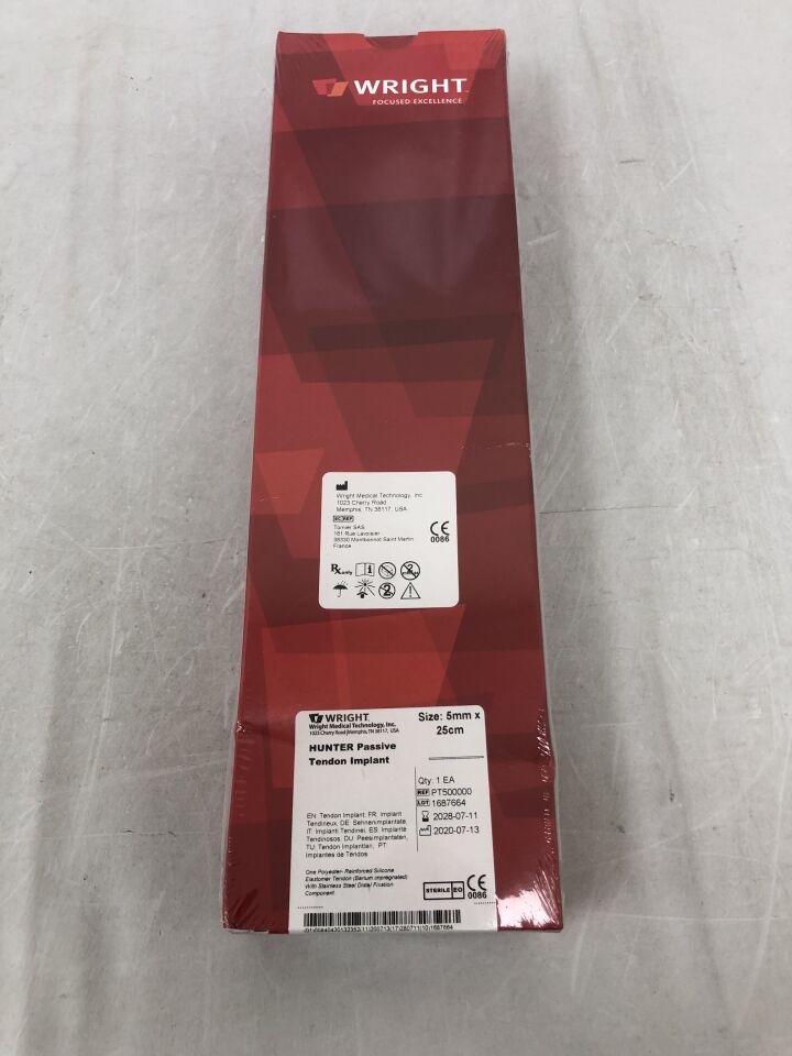 PT500000  -  WRIGHT MEDICAL  -  Hunter Passive Tendon Implant (5mm x 25cm) , (  )  -  ( Expiry Date :  )