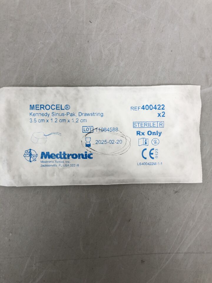 400422 - MEDTRONIC - Merocel Kennedy Sinus-Pak, Drawstring, Regular 3.5cm x 1.2cm x 1.2cm, () - ( Expiry Date: 2025-02-20 )