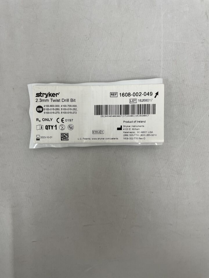 1608-002-049 - STRYKER - Twist Drill Bit 2.3mm, (EA) - ( Expiry Date: 2024-06-01 )